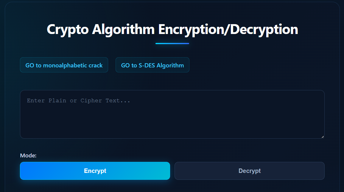 Crypto Algorithm Encryption and Decryption Tool